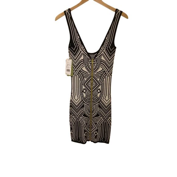 Artelier Nicole Miller black/white geometric w/neon zip sheath Dress NWT$245 SzP - Picture 1 of 7